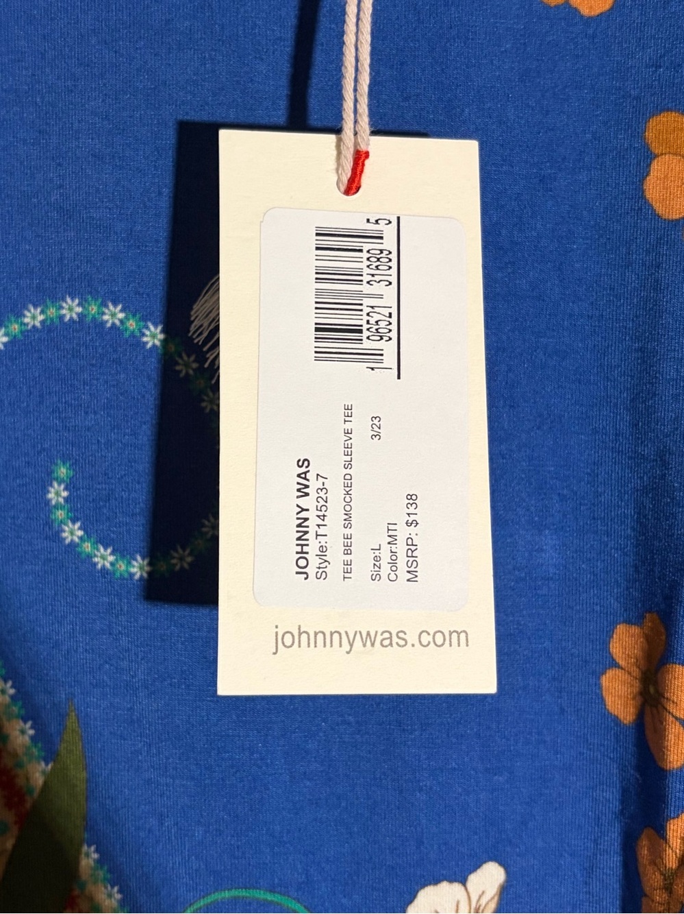 Johnny Was Royal Blue Floral Paisley Tunic - Picture 3 of 5